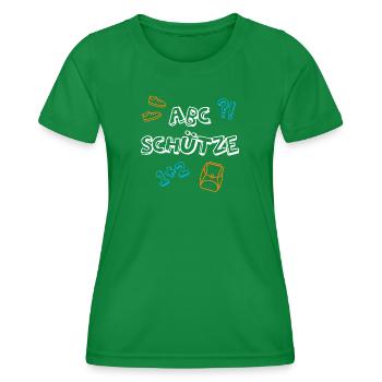 ABC Shooter School Beginners Satchel Pupils 1st Grade - Women's Functional T-Shirt - kelly green - Front - AI Model Female 172 dark (172cm)