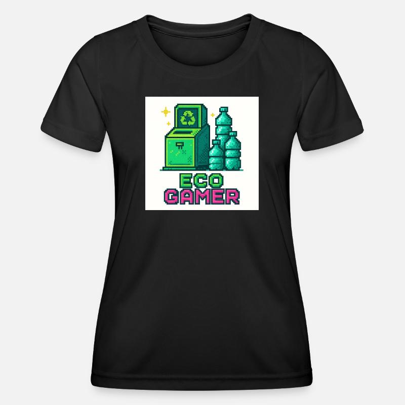 Pixel Eco Gamer Design - Women's Functional T-Shirt - black