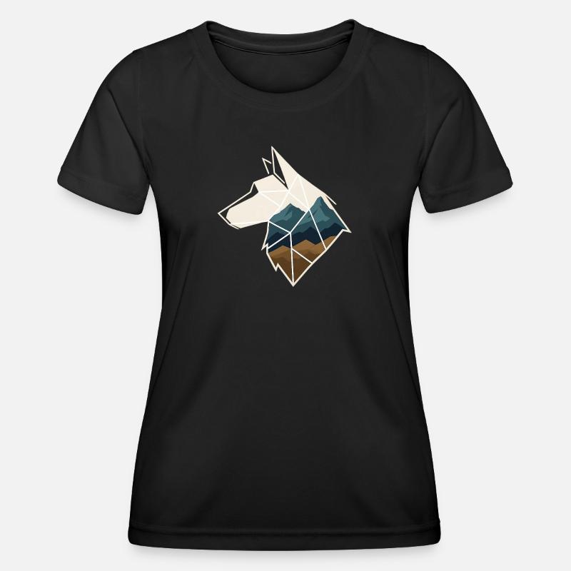 Geometric Wolf - Women's Functional T-Shirt - black