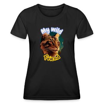Illustration de l’amitié du chat sauvage - T-shirt sport Femme - noir - Devant - AI Model Female 172 light (172cm)