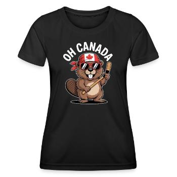Humorvoller Biber mit kanadischem Flair - Frauen Funktions-T-Shirt - Schwarz - Vorne - AI Model Female 172 light (172cm)
