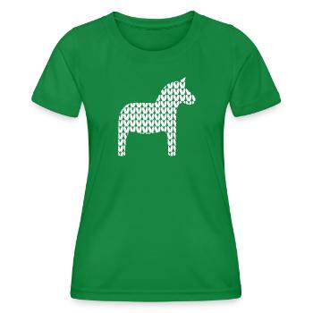 Dala Cheval Tricot Motif Cosy Hygge Cheval Scandi - T-shirt sport Femme - vert - Devant - AI Model Female 172 dark (172cm)
