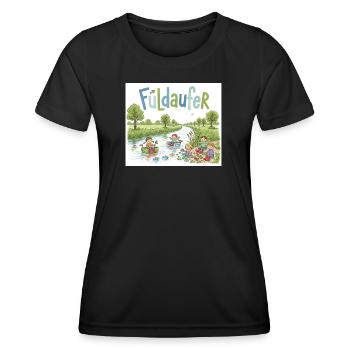Fuldaufer: Fluss-Abenteuer ! - Frauen Funktions-T-Shirt - Schwarz - Vorne - AI Model Female 172 light (172cm)