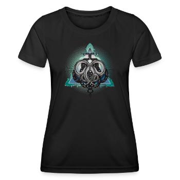 Symbole mystique du serpent avec des étoiles dans le triangle - T-shirt sport Femme - noir - Devant - AI Model Female 172 light (172cm)