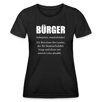 Bürger Definition Staatsschulden Wörterbuch - Frauen Funktions-T-Shirt - Schwarz - Vorne - AI Model Female 172 light (172cm)