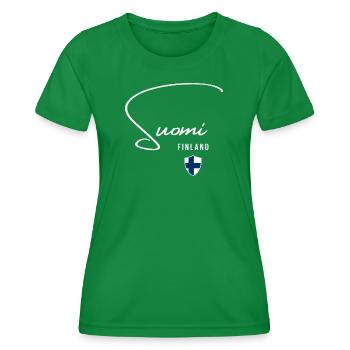 I love Finland, minimalist sleek design - Women's Functional T-Shirt - kelly green - Front - AI Model Female 172 dark (172cm)