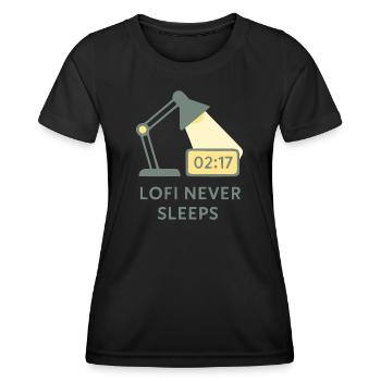 Lofi Never Sleeps Hoodie – Night Study Vibes - Frauen Funktions-T-Shirt - Schwarz - Vorne - AI Model Female 172 light (172cm)