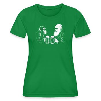 Charles Darwin trinkt Bier mit Affe - Frauen Funktions-T-Shirt - Kelly Green - Vorne - AI Model Female 172 dark (172cm)