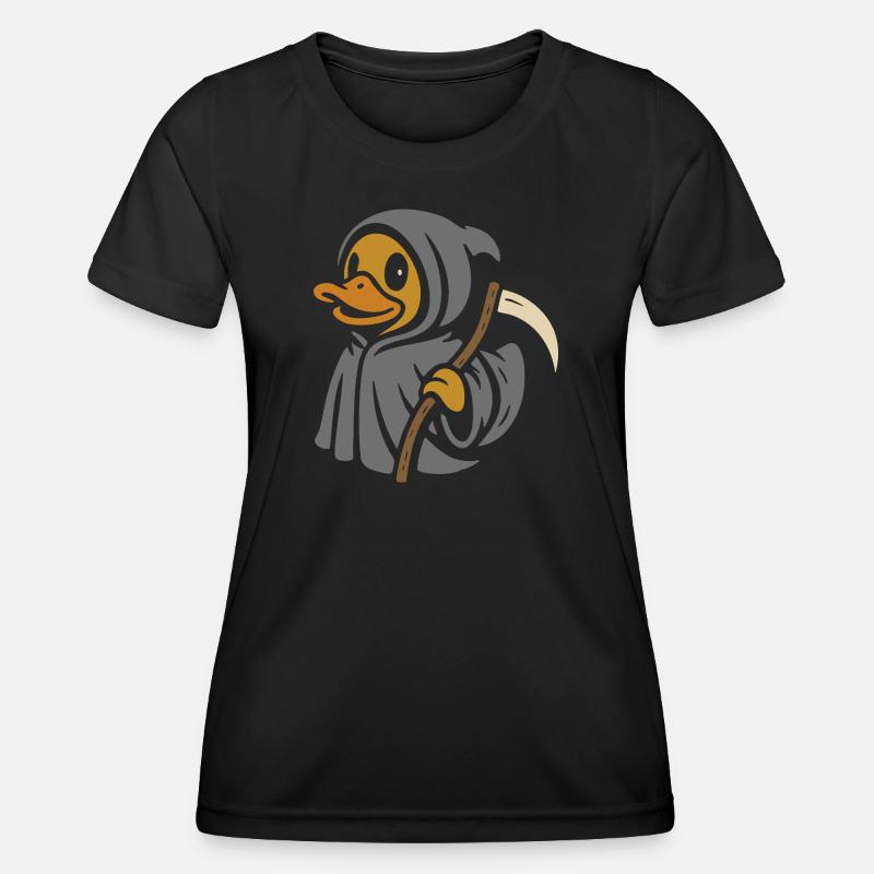 Grim Reaper Rubber Duck Motif - Women's Functional T-Shirt - black