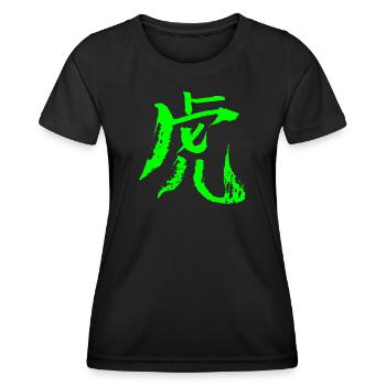 Tigre (caractère chinois) ENCRE - Vert - T-shirt sport Femme - noir - Devant - AI Model Female 172 light (172cm)