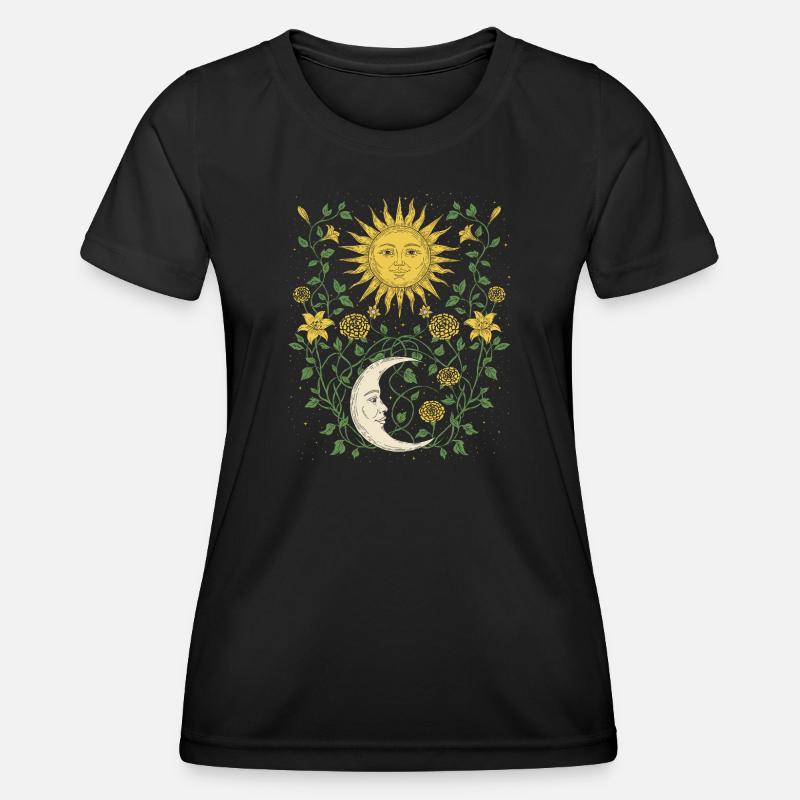 Nature Sunshine and Lunar Theme - Women's Functional T-Shirt - black