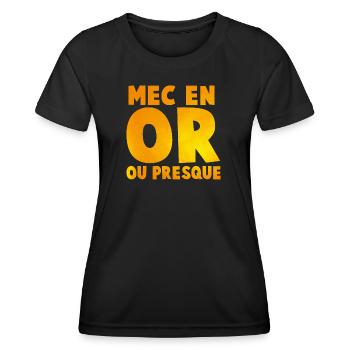 Guy's Impactante or_message T Shirt in Gold Tones - Women's Functional T-Shirt - black - Front - AI Model Female 172 light (172cm)