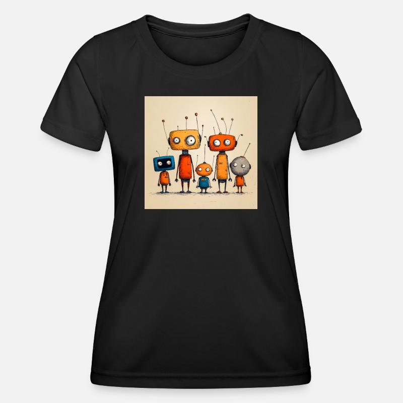 Childish Friendly Robot - Women's Functional T-Shirt - black