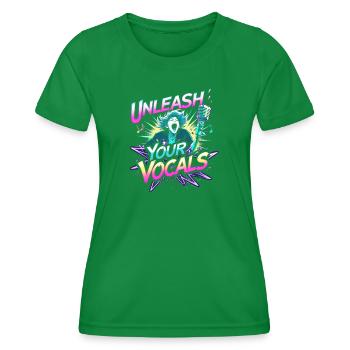 Karaoke Karaokesänger Unleash Your Vocals - Frauen Funktions-T-Shirt - Kelly Green - Vorne - AI Model Female 172 dark (172cm)