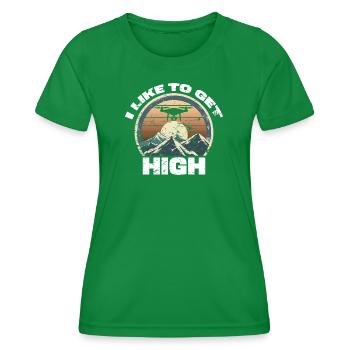 Drone I like to get high - Women's Functional T-Shirt - kelly green - Front - AI Model Female 172 dark (172cm)