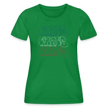 Graffiti Art Collage Print (Parisian Bubble Style - Women's Functional T-Shirt - kelly green - Front - AI Model Female 172 dark (172cm)