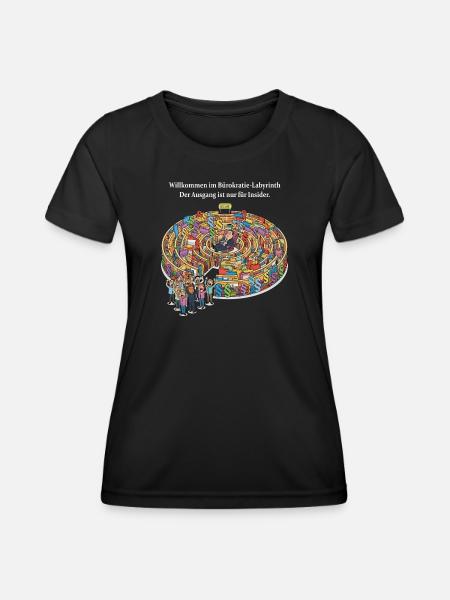 Bürokratie-Labyrinth - Frauen Funktions-T-Shirt - Schwarz