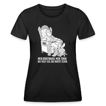 Mein Dienstwagen, mein Thron - Frauen Funktions-T-Shirt - Schwarz - Vorne - AI Model Female 172 light (172cm)