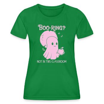 Funny Teacher Skeleton Halloween Classroom - Women's Functional T-Shirt - kelly green - Front - AI Model Female 172 dark (172cm)