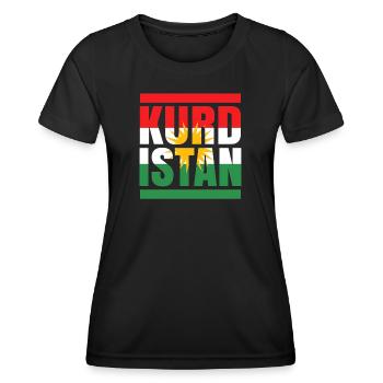 Kurdistan flag with sun motif - Women's Functional T-Shirt - black - Front - AI Model Female 172 light (172cm)