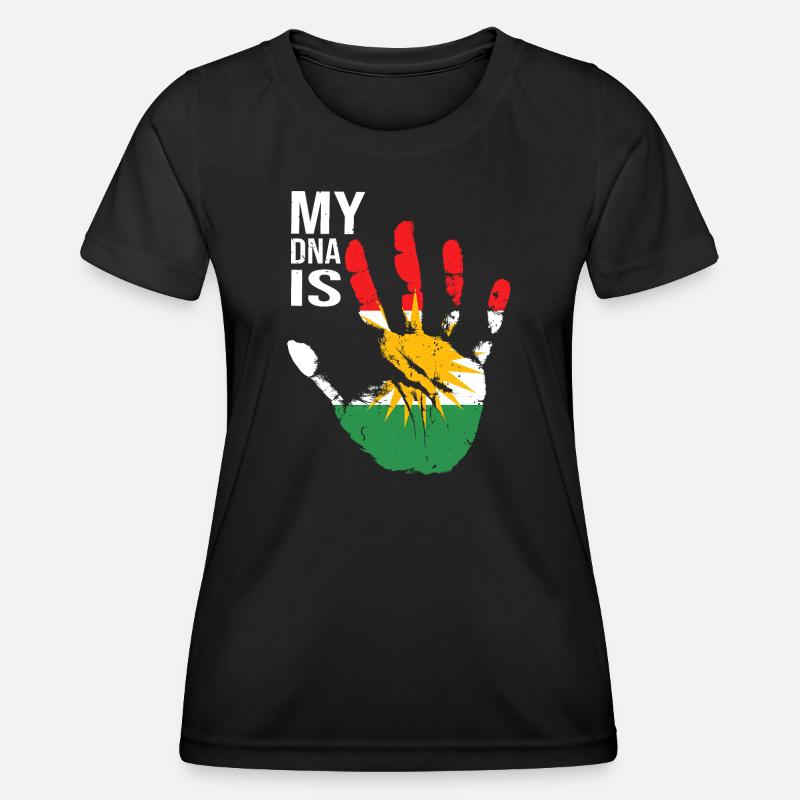 Kurdistan Kurds Hand Design with Flag - Women's Functional T-Shirt - black