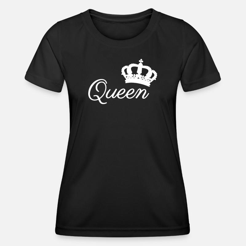 Elegant Queen Crown Typography Design - Women's Functional T-Shirt - black