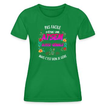 ATSEM Géniale Maternelle École Femme - T-shirt sport Femme - vert - Devant - AI Model Female 172 dark (172cm)