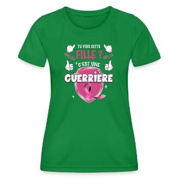 Guerrière Octobre Rose Ruban Cancer Sein - T-shirt sport Femme - vert - Devant - AI Model Female 172 dark (172cm)