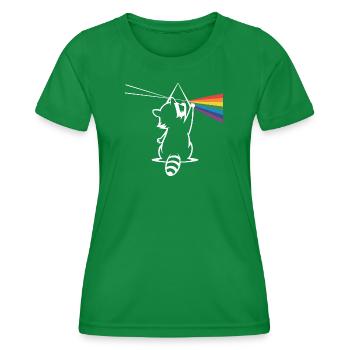 Waschbär Mit Prisma Und Regenbogen Spektrum - Frauen Funktions-T-Shirt - Kelly Green - Vorne - AI Model Female 172 dark (172cm)