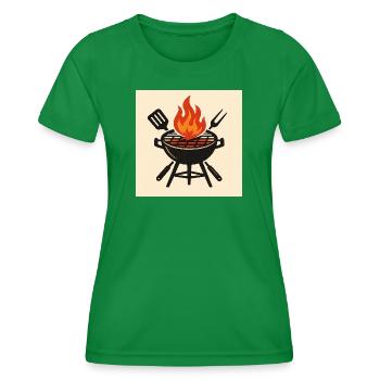 Fiery barbecue evening - Women's Functional T-Shirt - kelly green - Front - AI Model Female 172 dark (172cm)