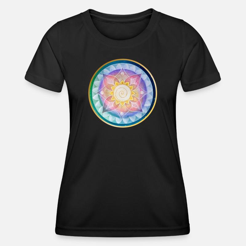 Harmonious mandala meditation design - Women's Functional T-Shirt - black