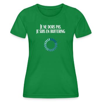 Ich schlafe nicht, ich puffere - Frauen Funktions-T-Shirt - Kelly Green - Vorne - AI Model Female 172 dark (172cm)