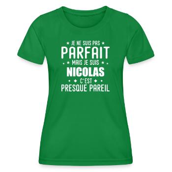 Nicolas: authentic, imperfect, top, perfection - Women's Functional T-Shirt - kelly green - Front - AI Model Female 172 dark (172cm)