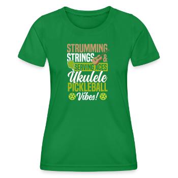 Guitare hawaïenne UKE pickleball et ukulélé - T-shirt sport Femme - vert - Devant - AI Model Female 172 dark (172cm)