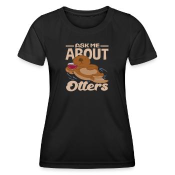 Seeotter Cartoon Frag Mich Über Otter - Frauen Funktions-T-Shirt - Schwarz - Vorne - AI Model Female 172 light (172cm)