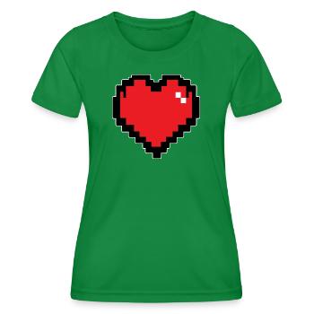 Retro Red Pixel Heart - Women's Functional T-Shirt - kelly green - Front - AI Model Female 172 dark (172cm)