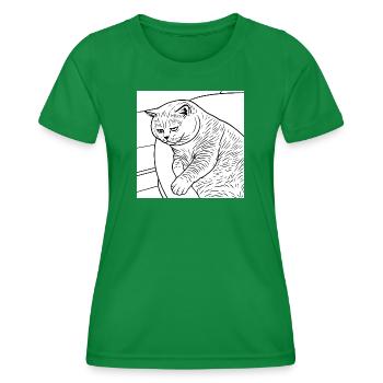 Linienzeichnung Entspannter Stubentiger - Frauen Funktions-T-Shirt - Kelly Green - Vorne - AI Model Female 172 dark (172cm)