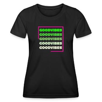 Ondes positives - T-shirt sport Femme - noir - Devant - AI Model Female 172 light (172cm)