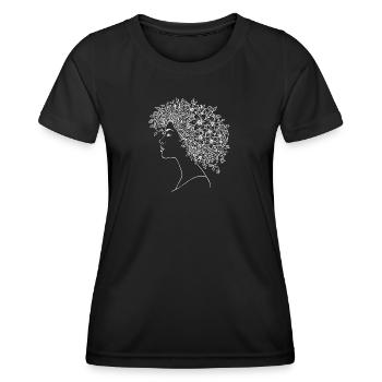 Femme élégante aux cheveux fleuris – Art Nouveau - T-shirt sport Femme - noir - Devant - AI Model Female 172 light (172cm)