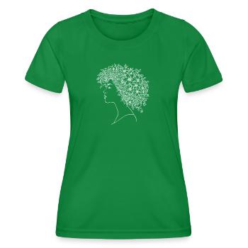 Elegante Frau mit Blumenhaar – Art Nouveau  - Frauen Funktions-T-Shirt - Kelly Green - Vorne - AI Model Female 172 dark (172cm)