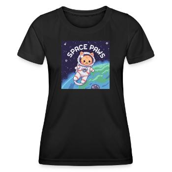 Space Paws - Pixel Cat Astronaute - T-shirt sport Femme - noir - Devant - AI Model Female 172 light (172cm)