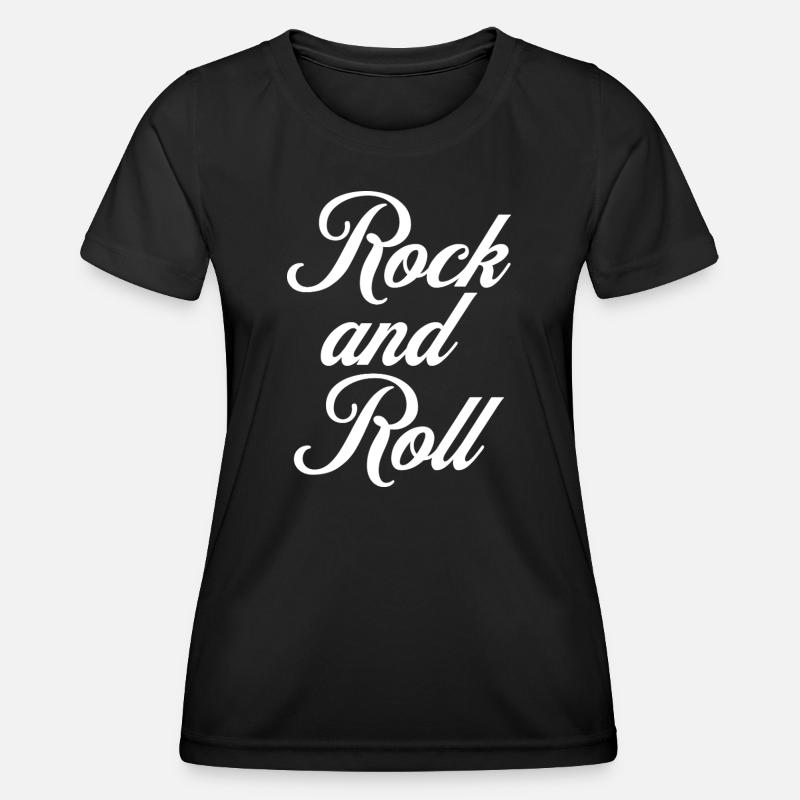 Rock and Roll Script Vintage - Women's Functional T-Shirt - black