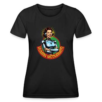 Humaine Mécanique rétro rayonnante - T-shirt sport Femme - noir - Devant - AI Model Female 172 light (172cm)