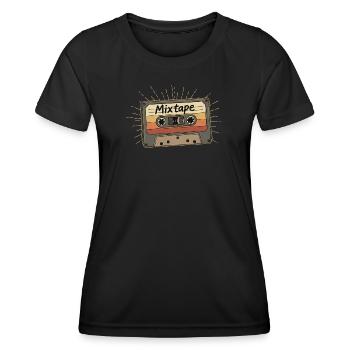 Cassette de mixtape rétro - T-shirt sport Femme - noir - Devant - AI Model Female 172 light (172cm)