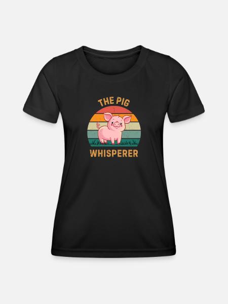 Schweineflüsterer - Frauen Funktions-T-Shirt - Schwarz
