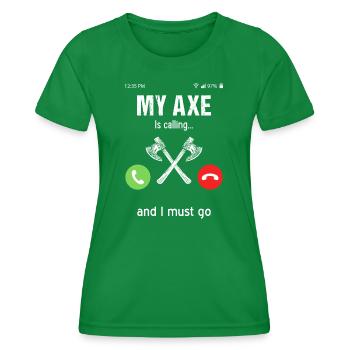Mythologie viking Valhalla guerrier hache dictons - T-shirt sport Femme - vert - Devant - AI Model Female 172 dark (172cm)
