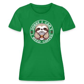 Faultier Süßer Runder Kaffee - Frauen Funktions-T-Shirt - Kelly Green - Vorne - AI Model Female 172 dark (172cm)