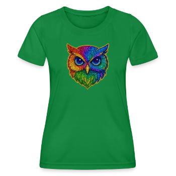 Owl | Tawny Owl | Rainbow Owl Magic - Women's Functional T-Shirt - kelly green - Front - AI Model Female 172 dark (172cm)
