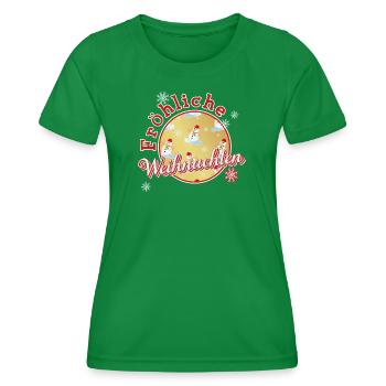 Merry Christmas with snowmen - Women's Functional T-Shirt - kelly green - Front - AI Model Female 172 dark (172cm)