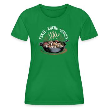 Mushroom Picking Mushrooms Picking Mushroom Hunters Forest - Women's Functional T-Shirt - kelly green - Front - AI Model Female 172 dark (172cm)